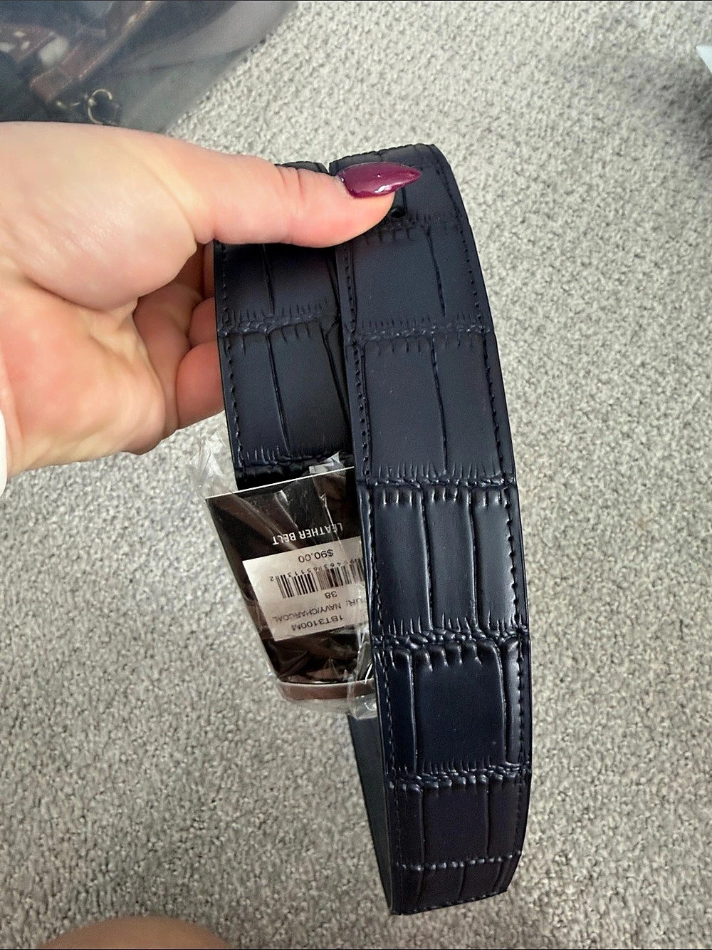 PX Leather Belt in Blue Size 38 NWT